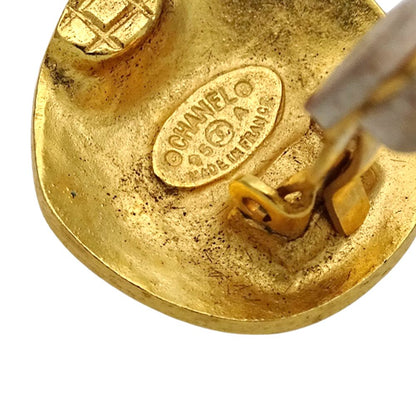 Chanel Earrings CC Logo Gold Plated Round Simple — view 8