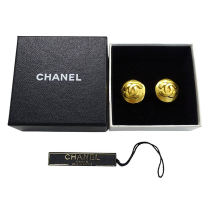 Chanel Earrings CC Logo Gold Plated Round Simple — view 7