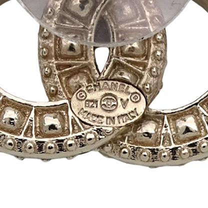 Chanel Earrings CC Logo Metal Rhinestone Champagne Gold — view 5