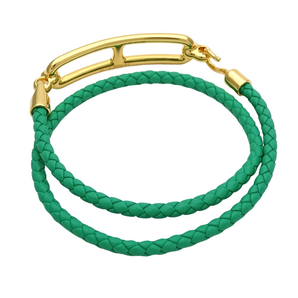 Hermes Bracelet Roulis Double Tour Leather Bamboo Green Gold — view 3