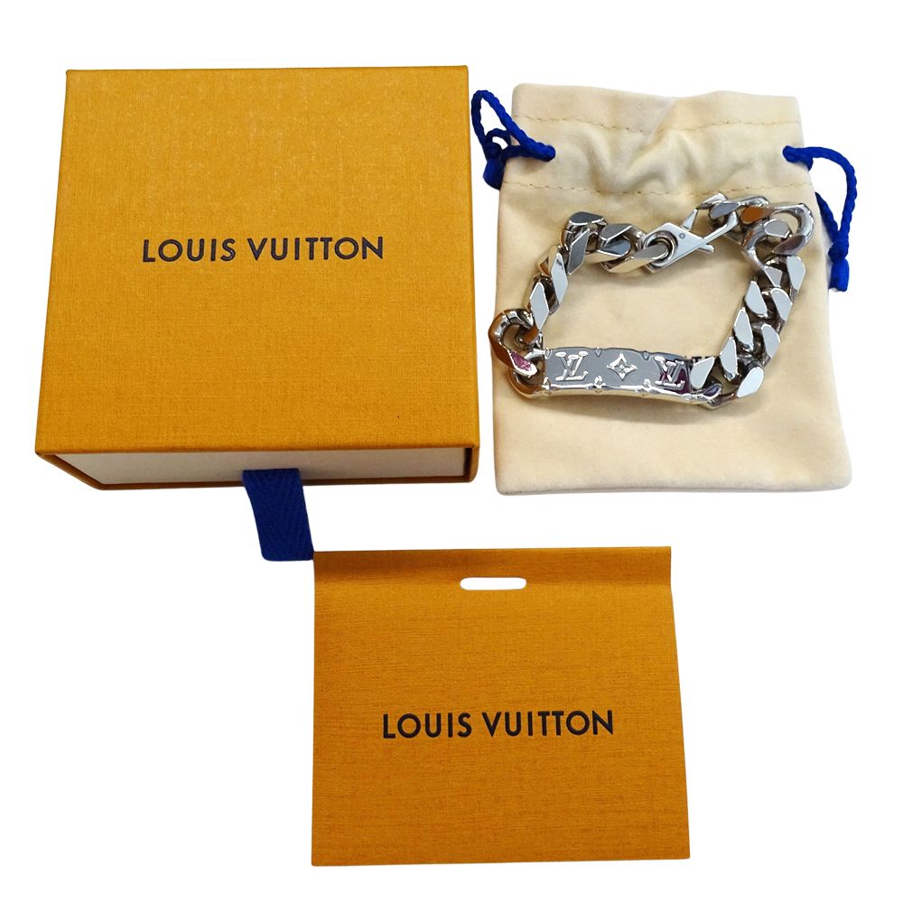 Louis Vuitton Bracelet Metal Chain Monogram Silver Logo Cool Presence — view 4