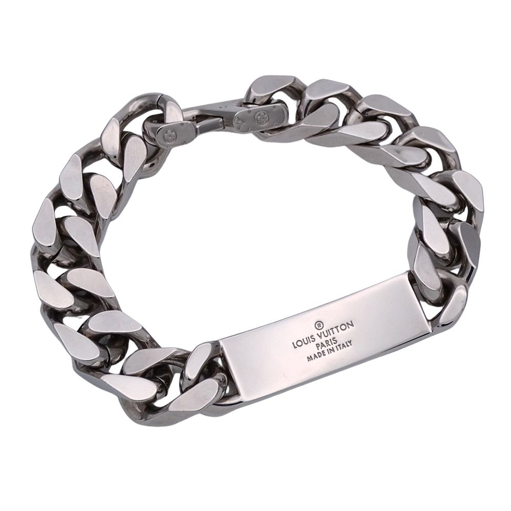 Louis Vuitton Bracelet Metal Chain Monogram Silver Logo Cool Presence — view 2