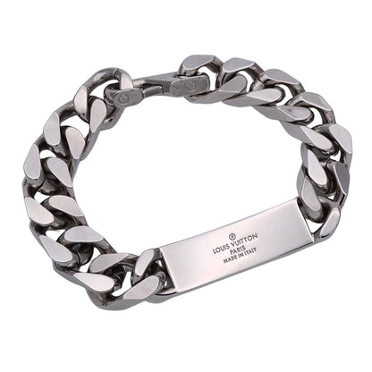 Louis Vuitton Bracelet Metal Chain Monogram Silver Logo Cool Presence — view 2