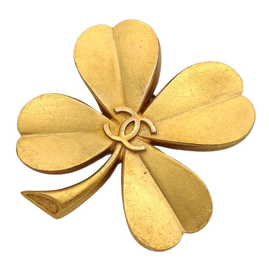 Chanel Brooch CC Logo Clover Gold