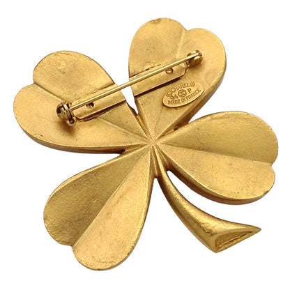 Chanel Brooch CC Logo Clover Gold — view 3