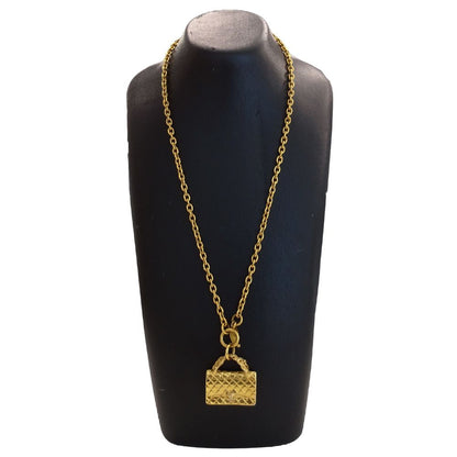 Chanel Necklace Quilted Gold Plated Bag Motif Long — view 7