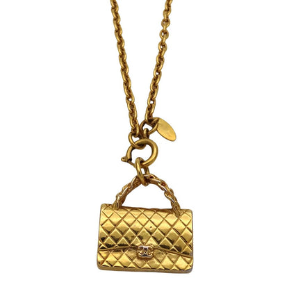Chanel Necklace Quilted Gold Plated Bag Motif Long — view 2