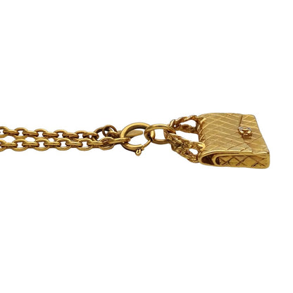 Chanel Necklace Quilted Gold Plated Bag Motif Long — view 3