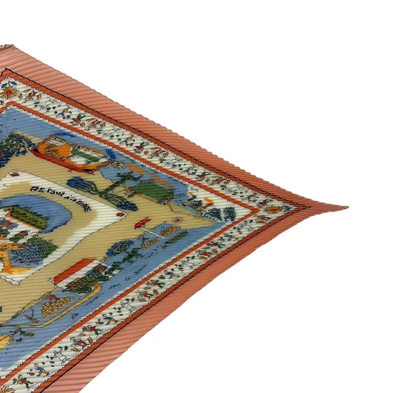 Hermes Pleats Tour Terre Return Silk Pink Scarf — view 4