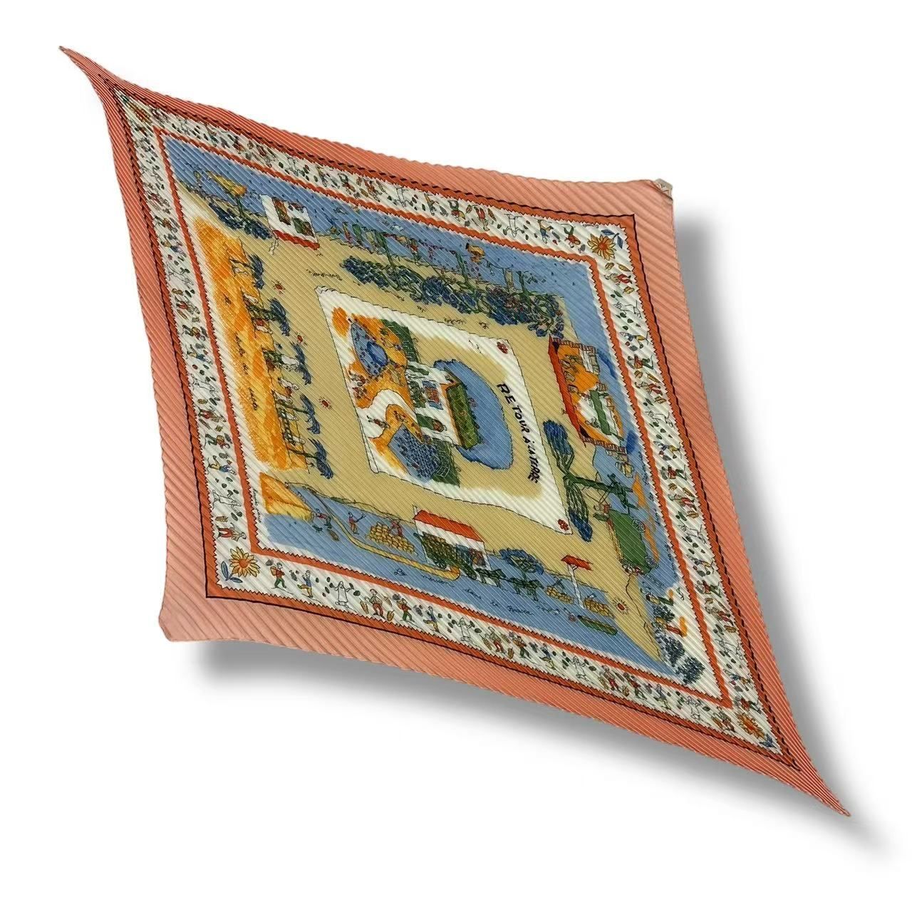Hermes Pleats Tour Terre Return Silk Pink Scarf — view 2