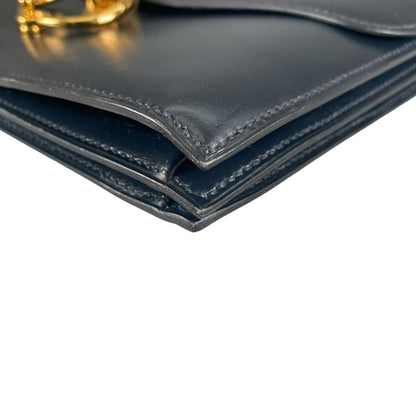 Hermes Shoulder Bag Sequana 22 Vintage Leather Blue Gold — view 9