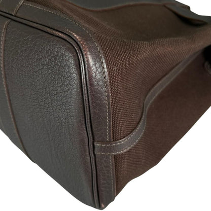 Hermes Tote Petite Ceinture MM Business Canvas Leather Brown Silver — view 7