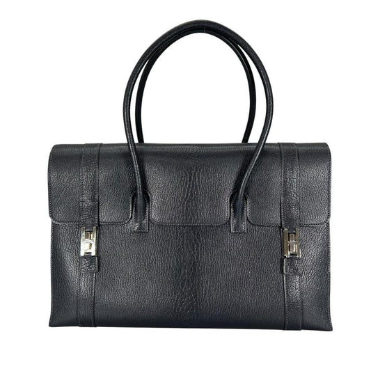Hermes Handbag Drag 37 Tote Chevre Navy Silver