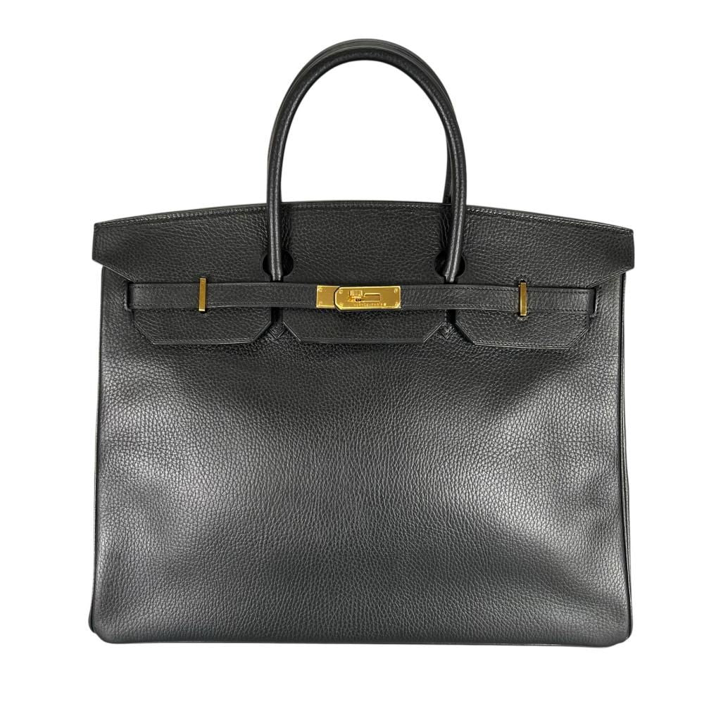 Hermes Handbag Birkin 35 Gold Taurillon Black