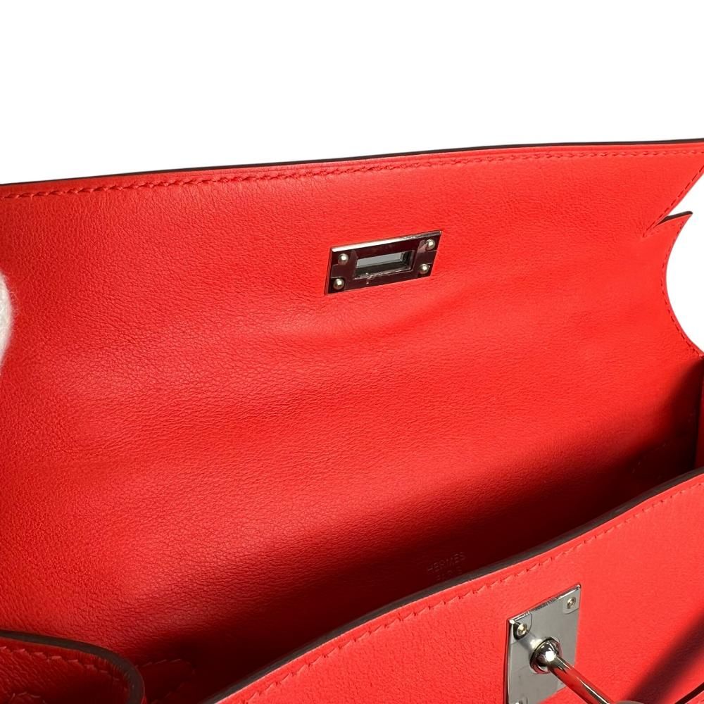 Hermes Handbag Pochette Kelly Clutch Silver — view 6