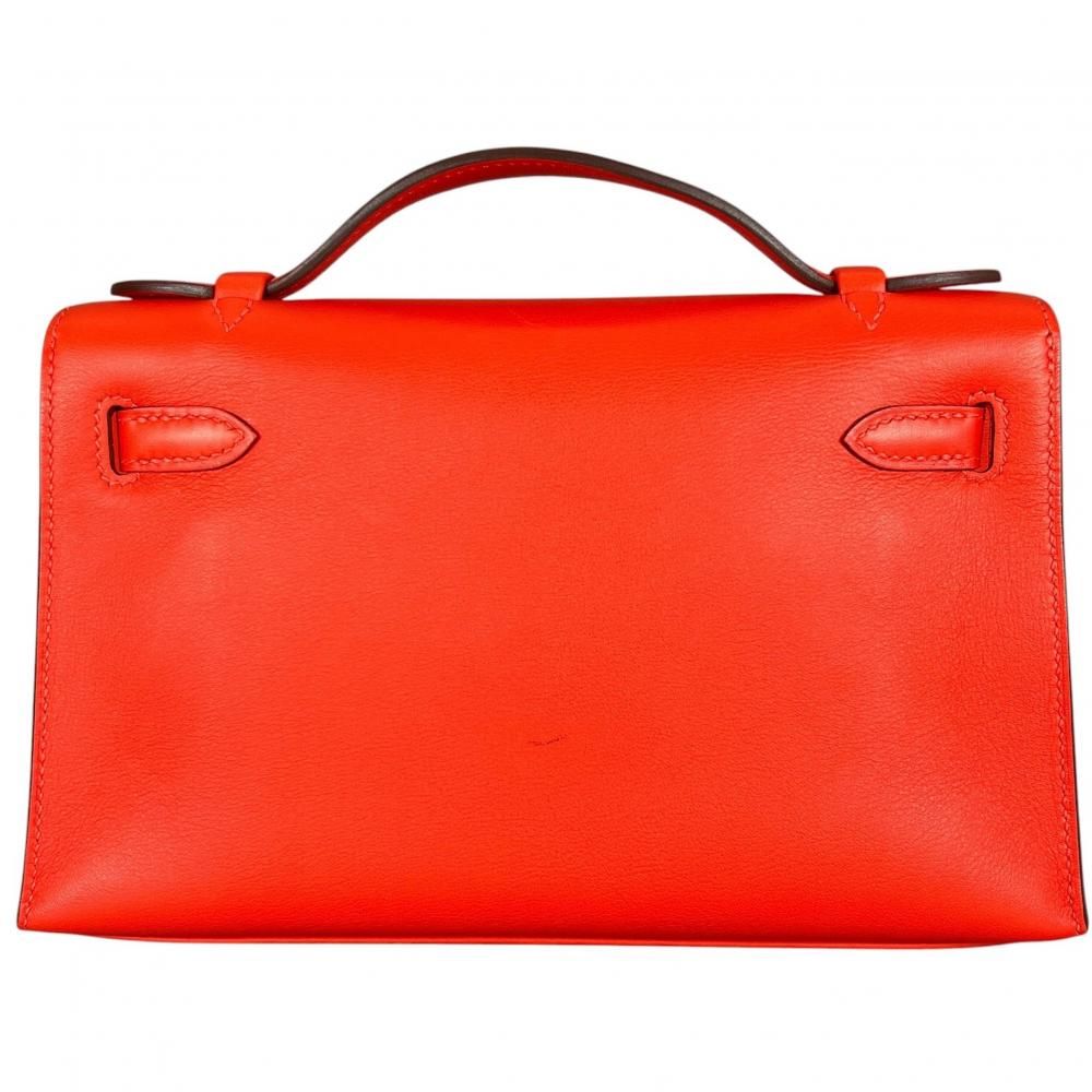 Hermes Handbag Pochette Kelly Clutch Silver — view 2