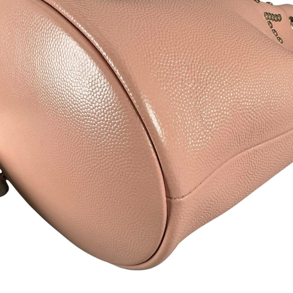 Chanel Shoulder Bag Deauville Studded Logo Gold Crossbody Pink — view 9