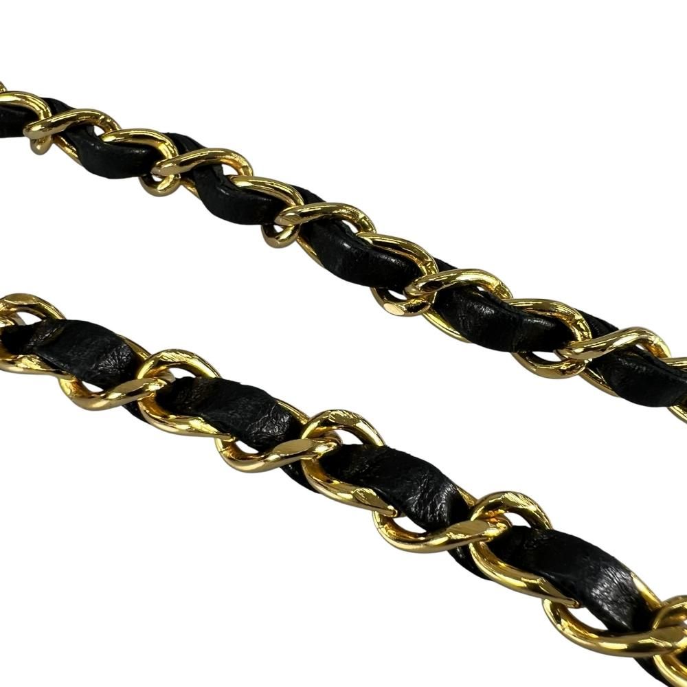 Chanel Shoulder Bag Quilted Gold CC Logo Lambskin Black — view 9