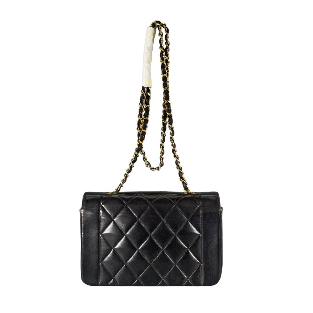 Chanel Shoulder Bag Diana 22 Chain Crossbody CC Logo Lambskin Black Gold — view 2