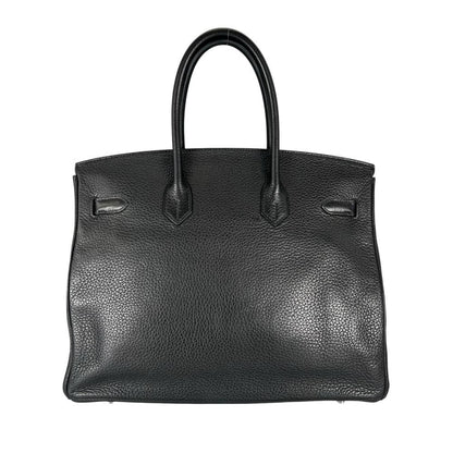 Hermes Handbag Birkin 35 Silver Taurillon Clemence Black — view 2