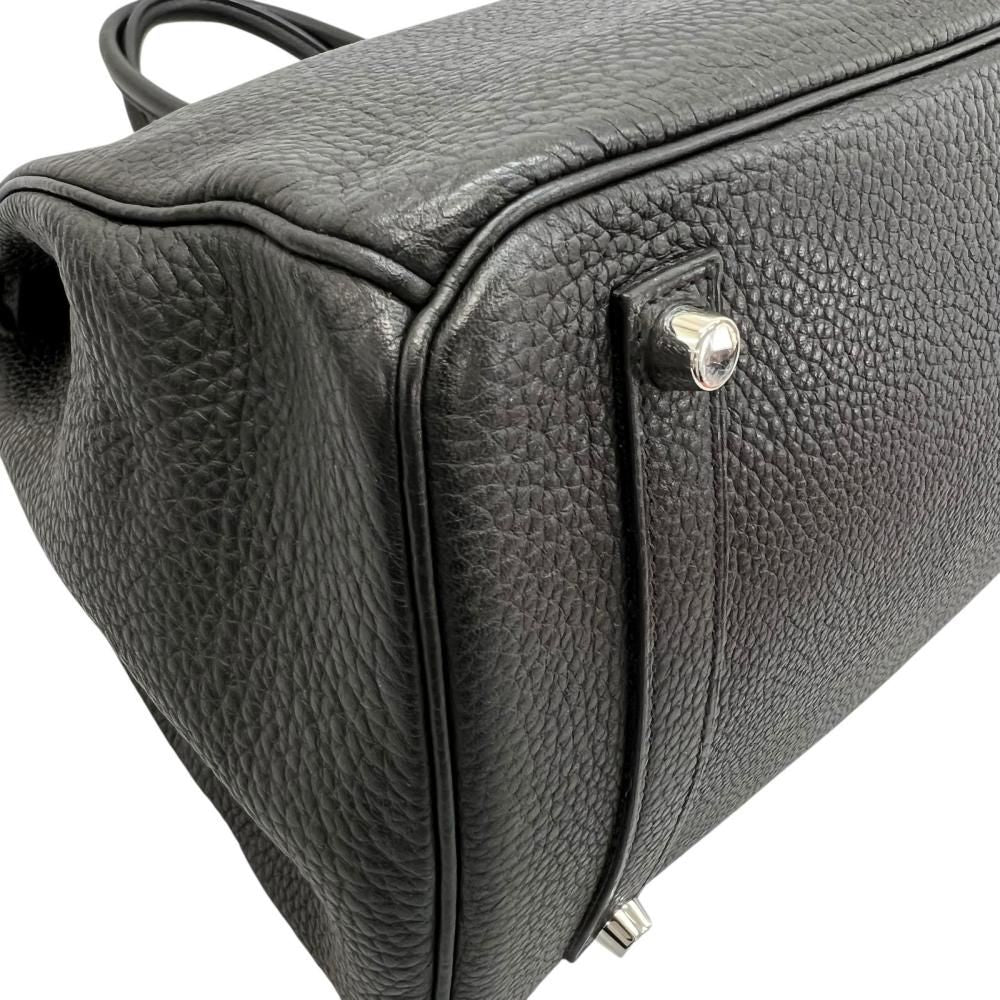 Hermes Handbag Birkin 35 Silver Taurillon Clemence Black — view 9