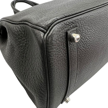 Hermes Handbag Birkin 35 Silver Taurillon Clemence Black — view 9
