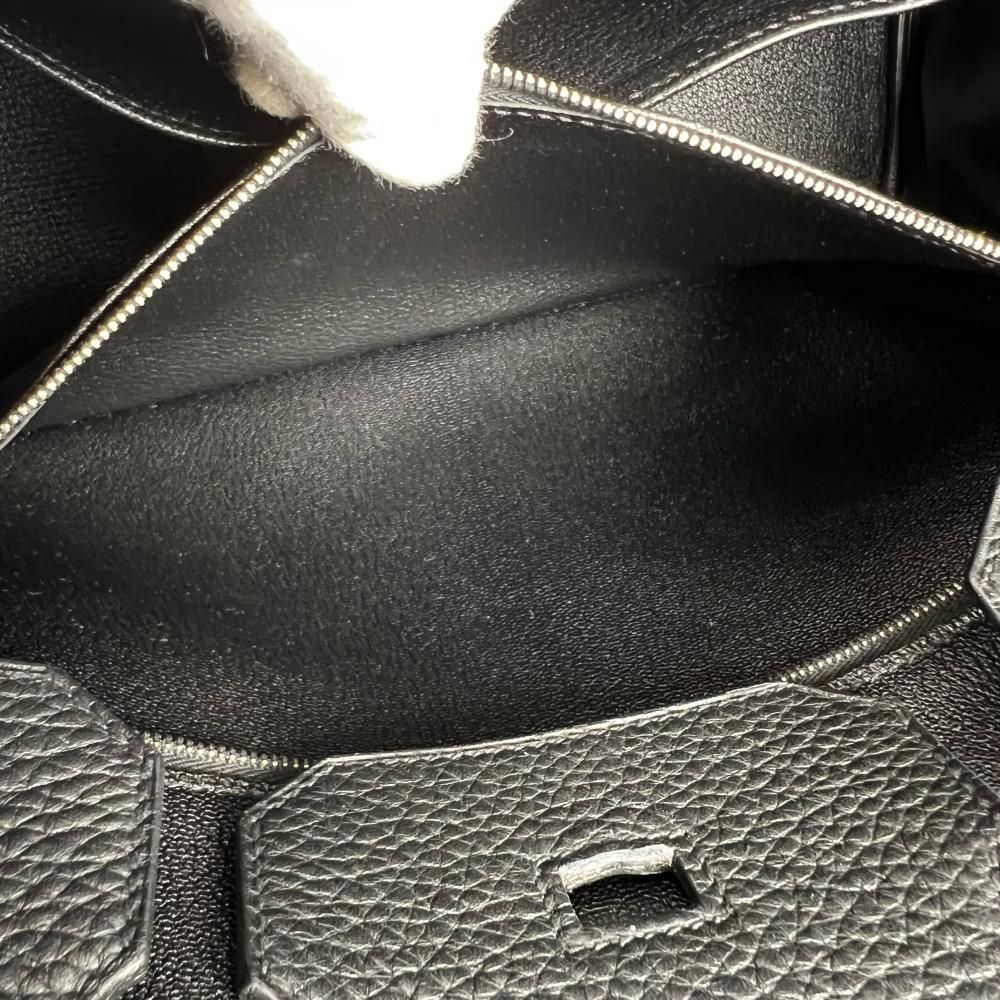 Hermes Handbag Birkin 35 Silver Taurillon Clemence Black — view 6