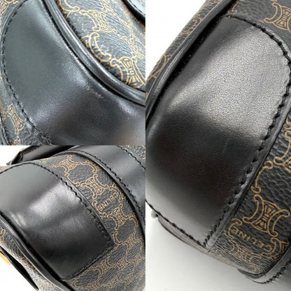 Celine Handbag Macadam Vintage Canvas Leather Brown Black Gold — view 9