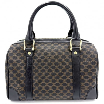 Celine Handbag Macadam Vintage Canvas Leather Brown Black Gold — view 2
