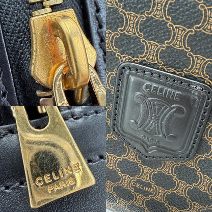 Celine Handbag Macadam Vintage Canvas Leather Brown Black Gold — view 6