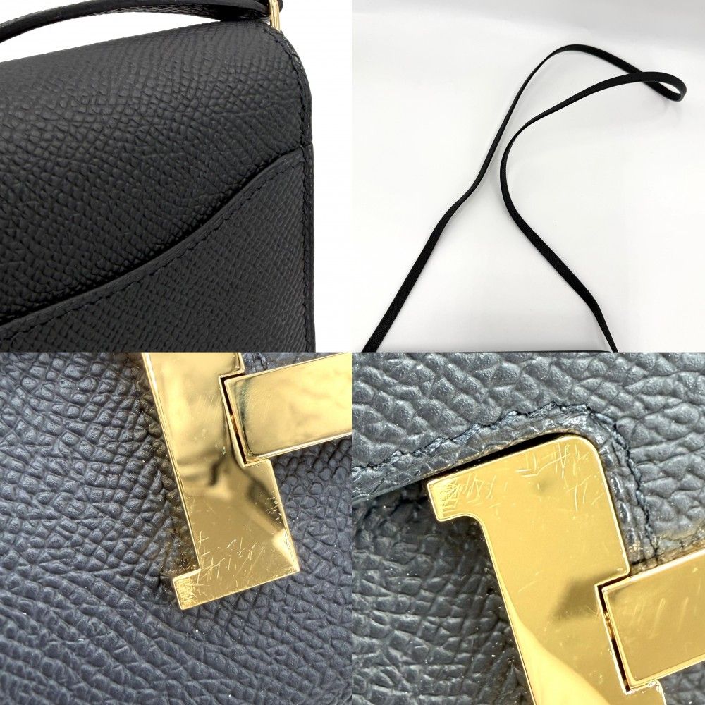 Hermes Shoulder Bag Constance Wallet Veau Epsom Black Gold — view 7