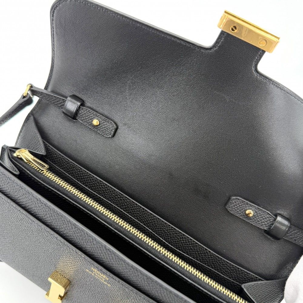 Hermes Shoulder Bag Constance Wallet Veau Epsom Black Gold — view 8