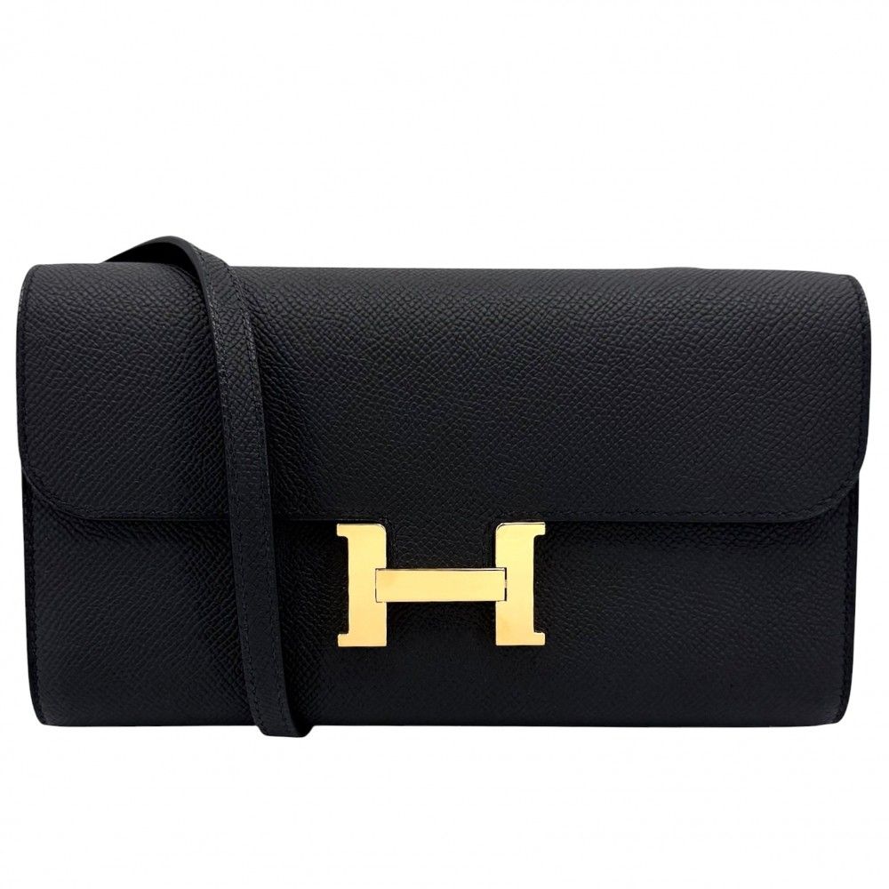 Hermes Shoulder Bag Constance Wallet Veau Epsom Black Gold