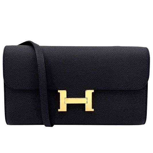 Hermes Shoulder Bag Constance Wallet Veau Epsom Black Gold
