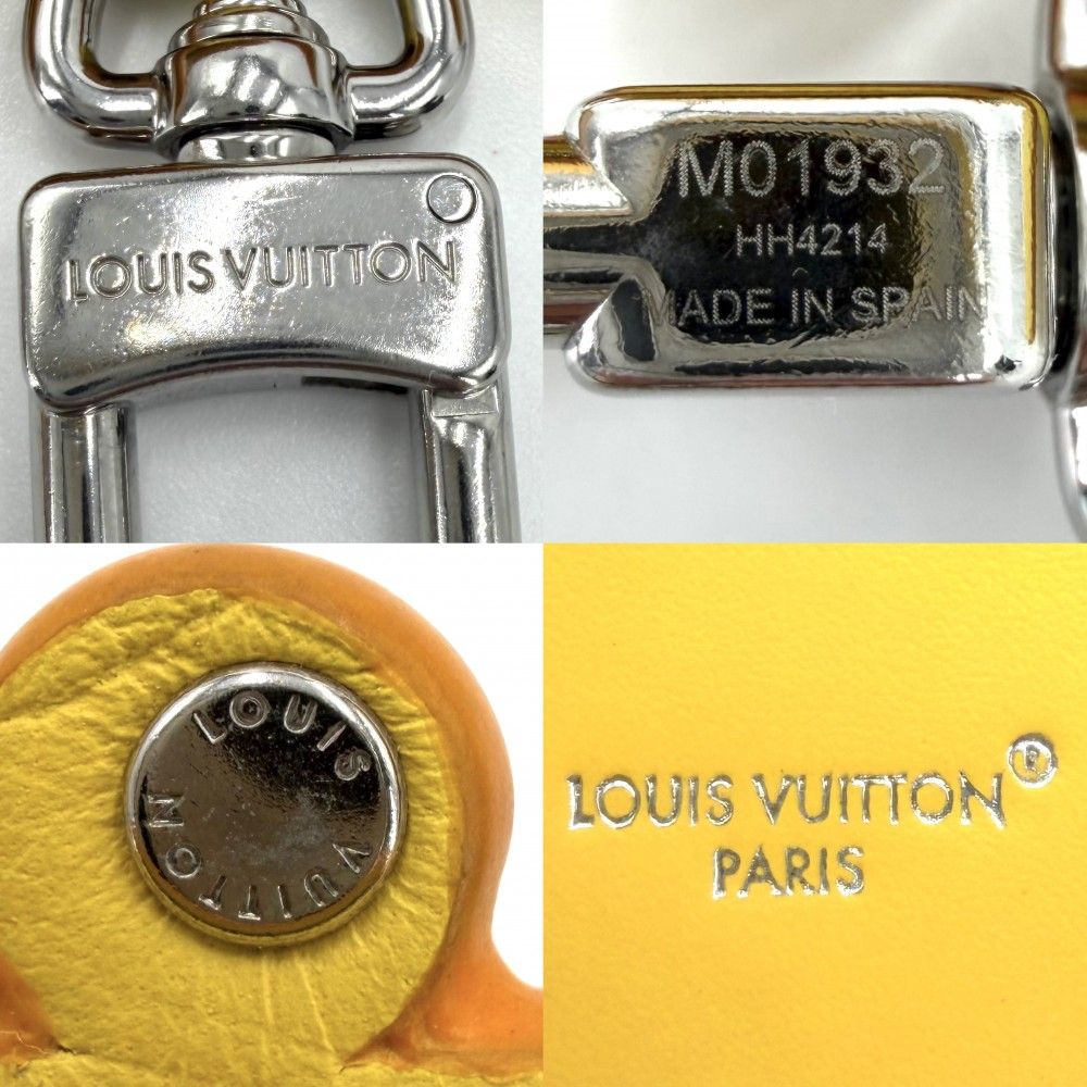Louis Vuitton Key Holder Charm LV Crab Pouch Case Monogram Canvas Yellow Silver — view 5