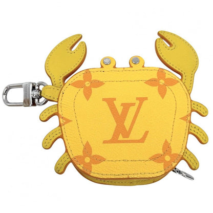 Louis Vuitton Key Holder Charm LV Crab Pouch Case Monogram Canvas Yellow Silver — view 2