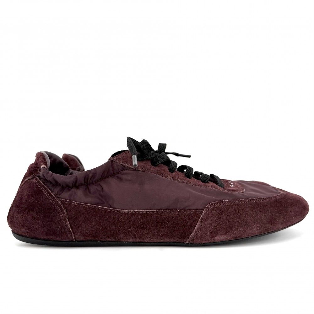 Prada Sneakers Collapse Shoes 38 Nylon Suede Bordeaux — view 2