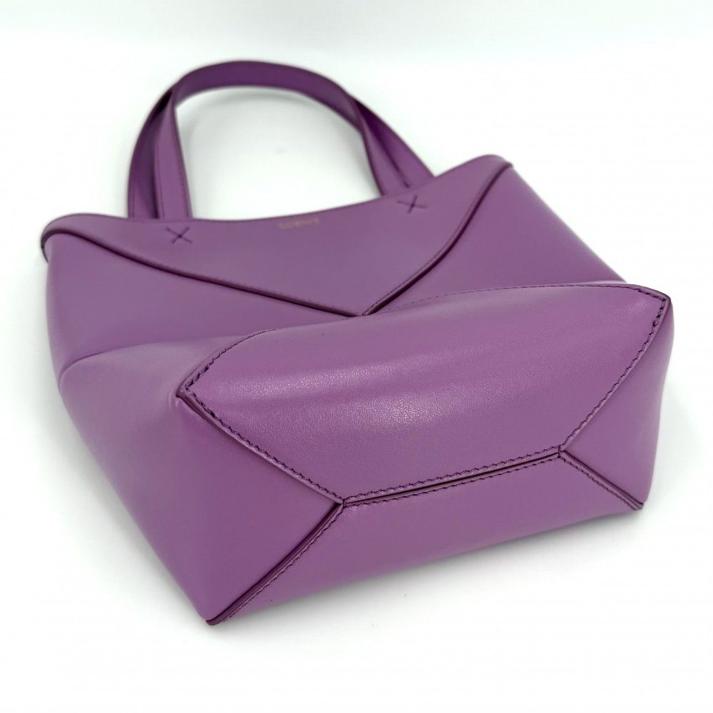 Loewe 2-Way Puzzle Fold Tote Mini Shoulder Bag Crossbody Leather Purple Gold — view 3