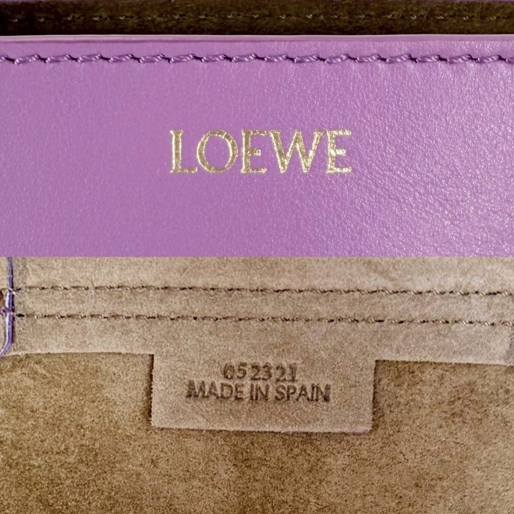 Loewe 2-Way Puzzle Fold Tote Mini Shoulder Bag Crossbody Leather Purple Gold — view 5