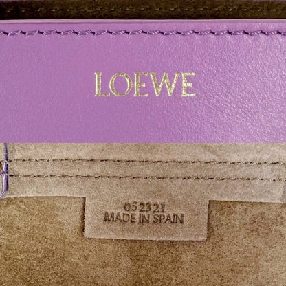 Loewe 2-Way Puzzle Fold Tote Mini Shoulder Bag Crossbody Leather Purple Gold — view 5