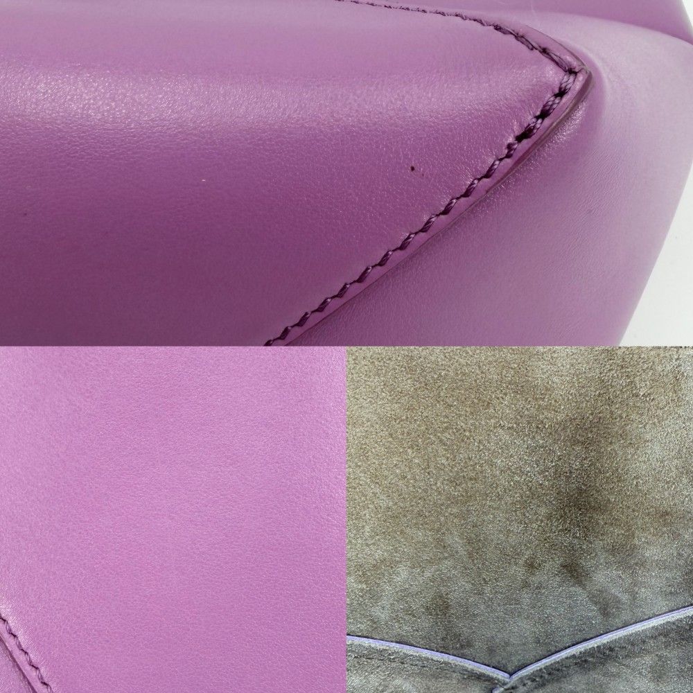 Loewe 2-Way Puzzle Fold Tote Mini Shoulder Bag Crossbody Leather Purple Gold — view 6