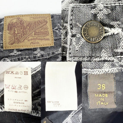 Louis Vuitton Denim Pants Monogram Jeans Long 38 Gray Antique Gold Cotton — view 3