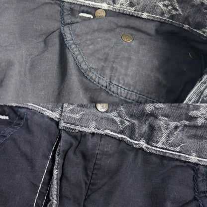 Louis Vuitton Denim Pants Monogram Jeans Long 38 Gray Antique Gold Cotton — view 5