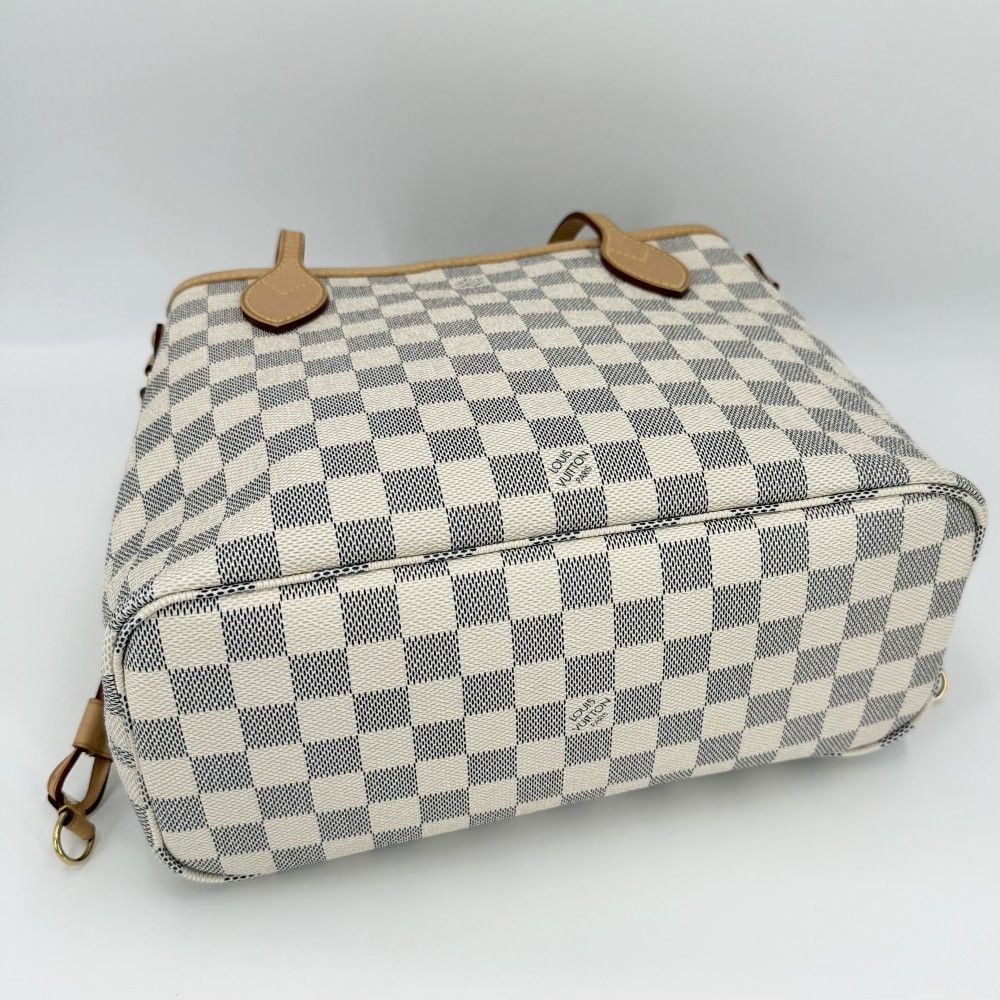 Louis Vuitton Tote Damier Azur Neverfull PM Handbag Shoulder Canvas Gold — view 3