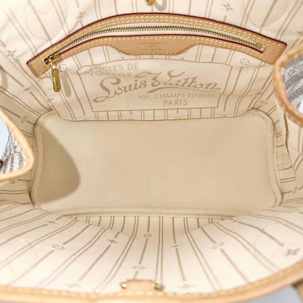 Louis Vuitton Tote Damier Azur Neverfull PM Handbag Shoulder Canvas Gold — view 4