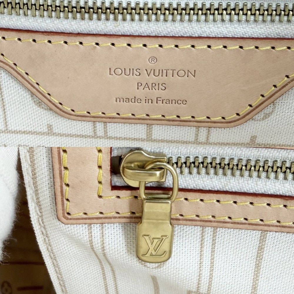 Louis Vuitton Tote Damier Azur Neverfull PM Handbag Shoulder Canvas Gold — view 5