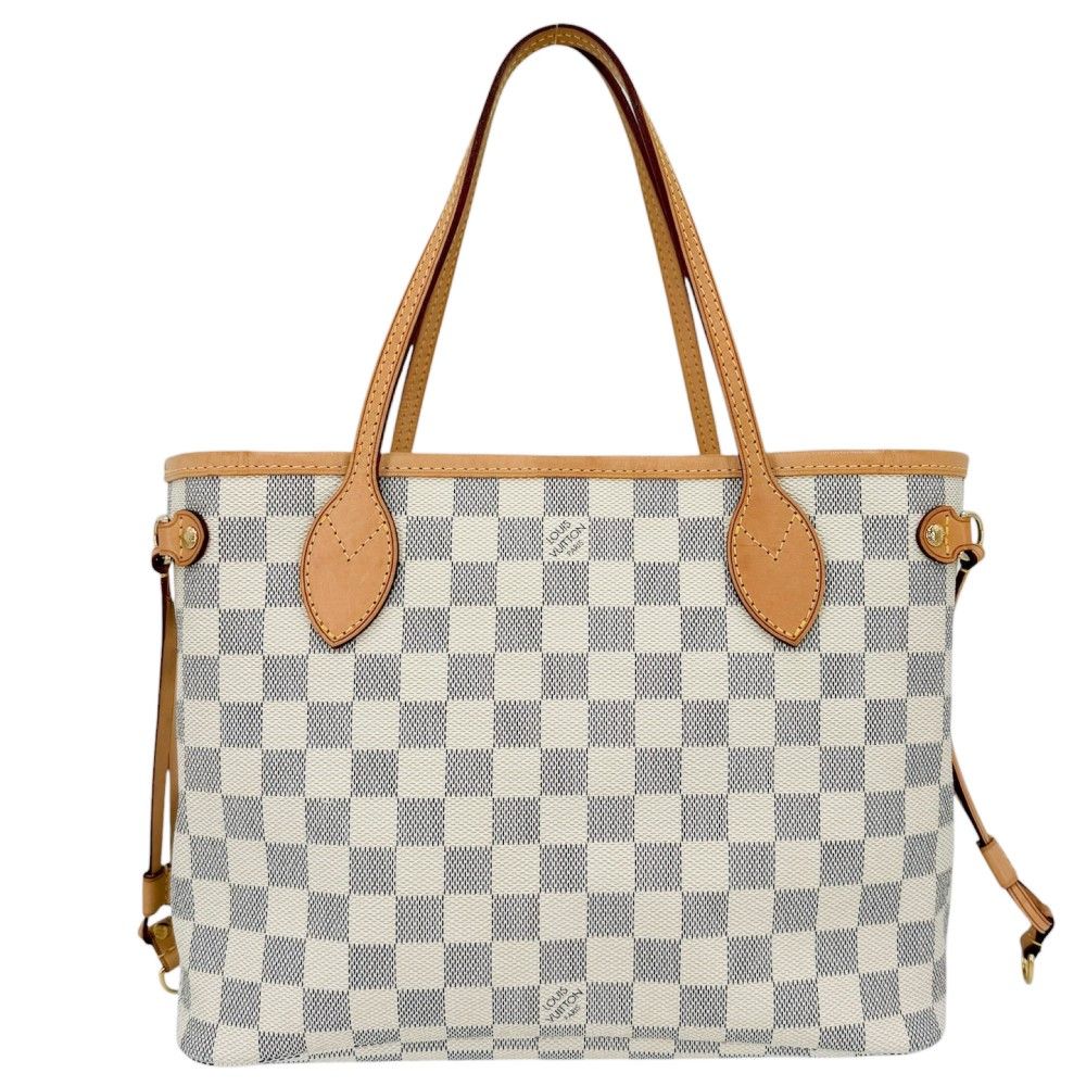 Louis Vuitton Tote Damier Azur Neverfull PM Handbag Shoulder Canvas Gold — view 2