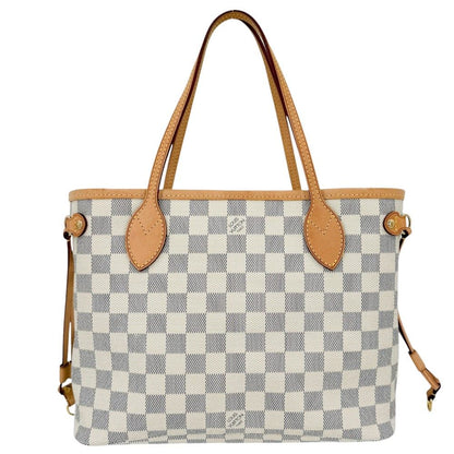 Louis Vuitton Tote Damier Azur Neverfull PM Handbag Shoulder Canvas Gold — view 2