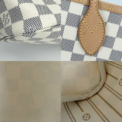 Louis Vuitton Tote Damier Azur Neverfull PM Handbag Shoulder Canvas Gold — view 6