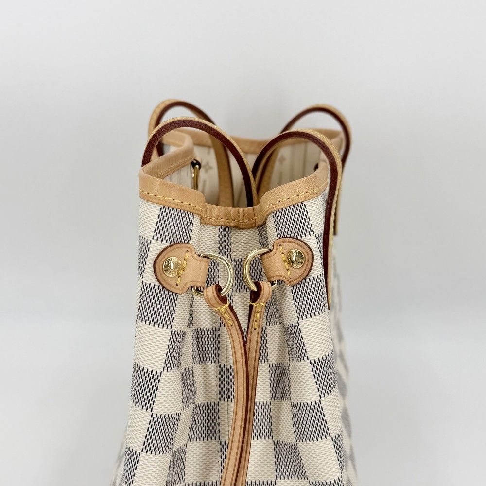 Louis Vuitton Tote Damier Azur Neverfull PM Handbag Shoulder Canvas Gold — view 8